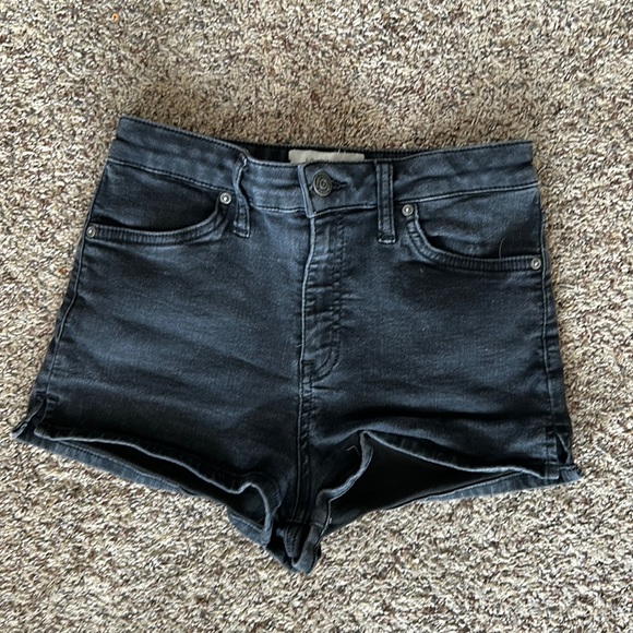 Free People Pants - FREE PEOPLE black, high waisted, denim mini shorts size 26